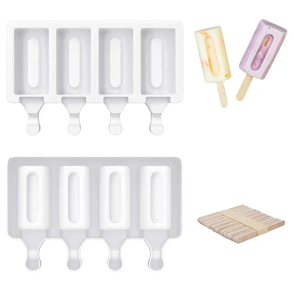 Silicone ice cream mold with 50 Wooden Sticks for DIY Popsicle