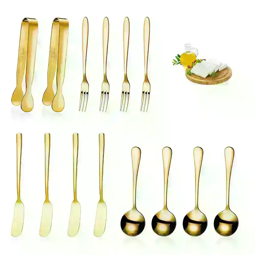 14 Pieces Cheese Butter Spreader Set Mini Serving Tongs Spoons and Forks