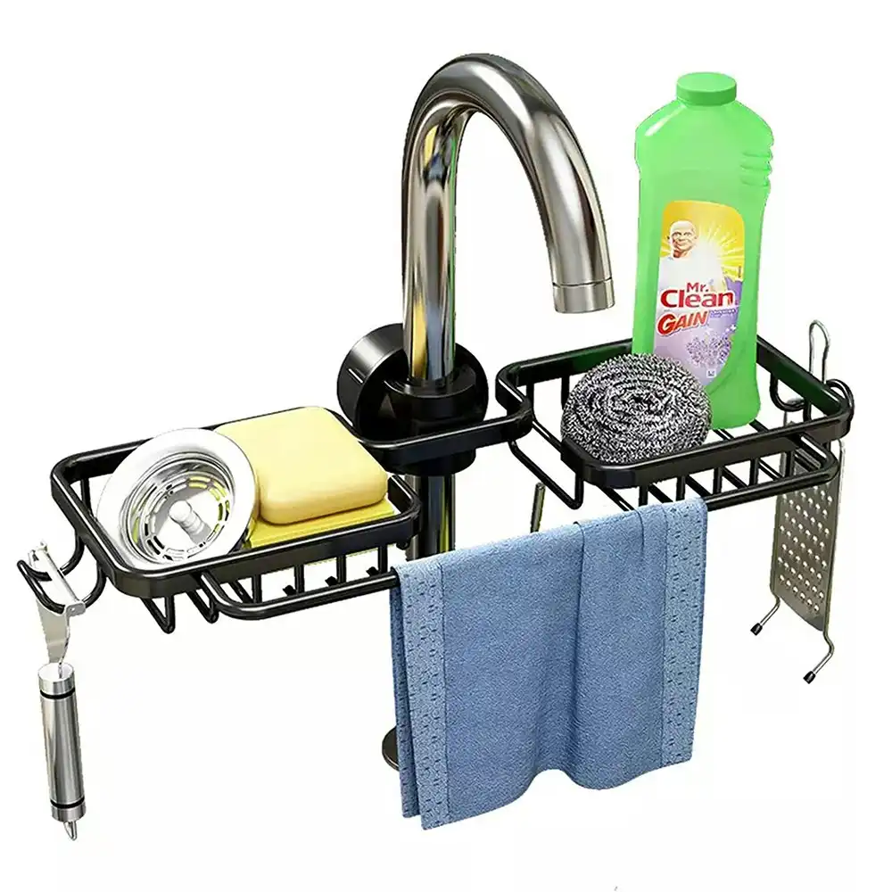 Kitchen Sink Drain Rack Sponge Storage Faucet Holder Soap Drainer ShelfOrganizer