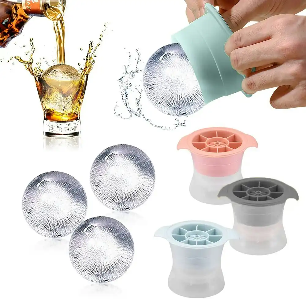 4 Pack Round Ice Cube Mold Ice Ball Maker Mold Sphere Ice Cube Mold For Whiskey