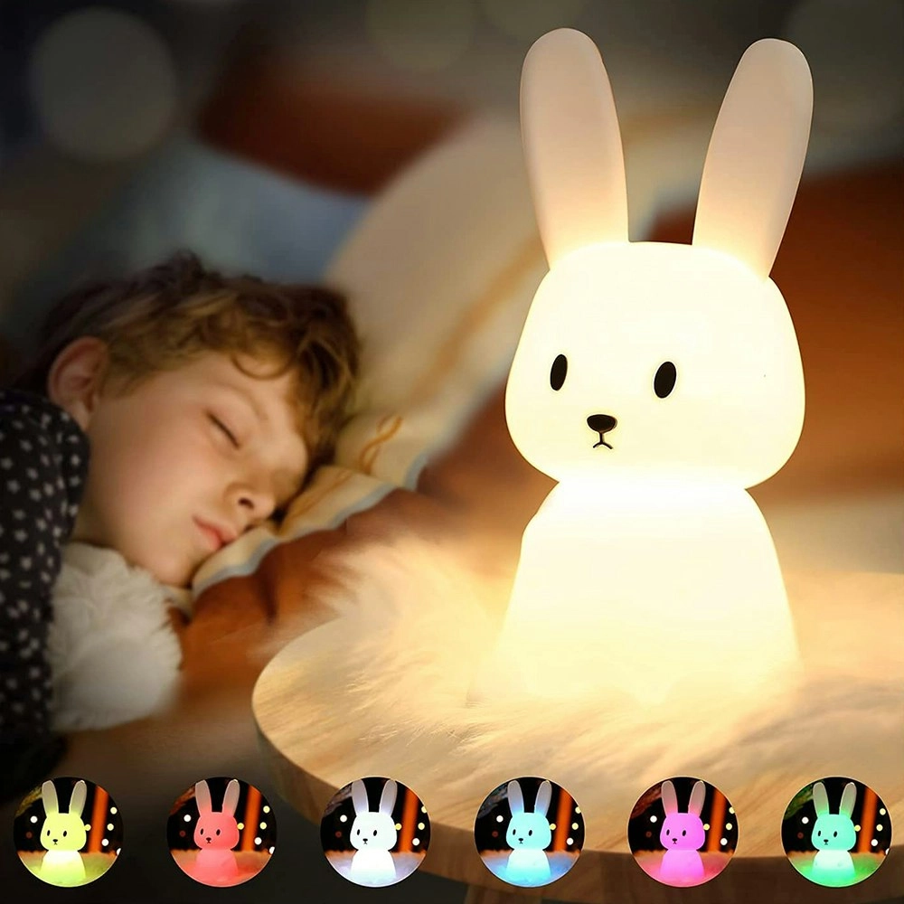 Portable Silicone Bunny Night Lights Kawaii Room Decor Squishy Nursery Light