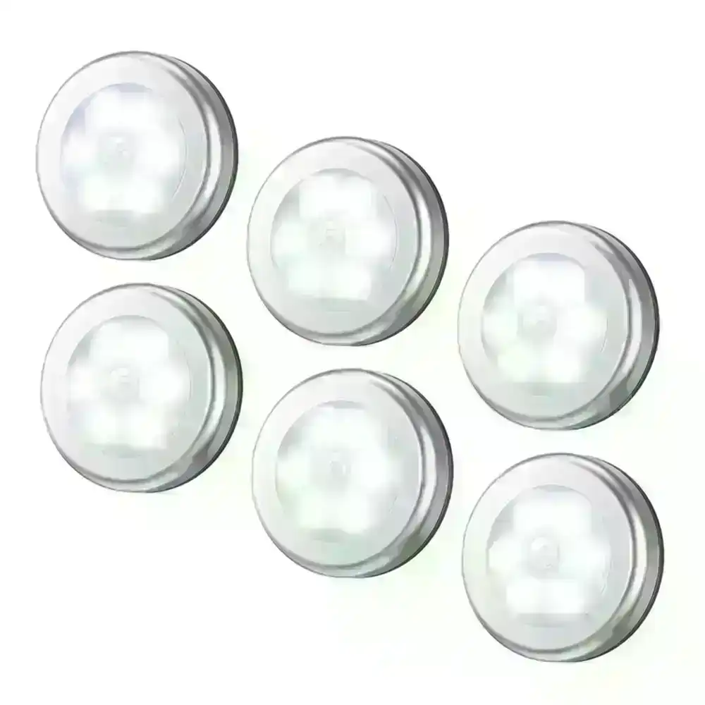 6 Pack Cordless Battery-Powered Motion Sensor Light Closet Lights Stair Lights