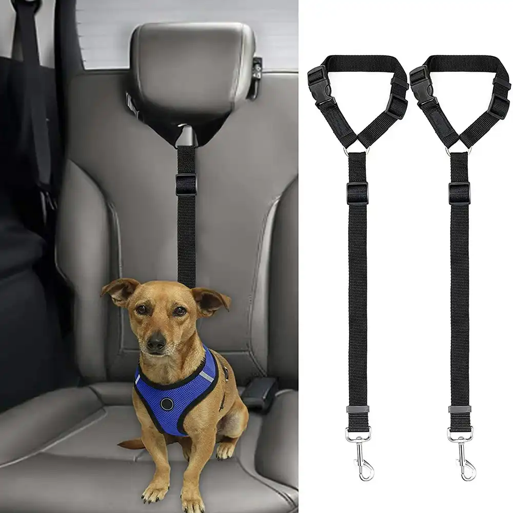2 packs of pet dog and cat traction rope adjustable car pet seat belt