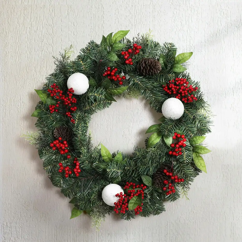 Jingle Jollys 2FT 60CM Christmas Wreath with Decor Xmas Tree Decorations