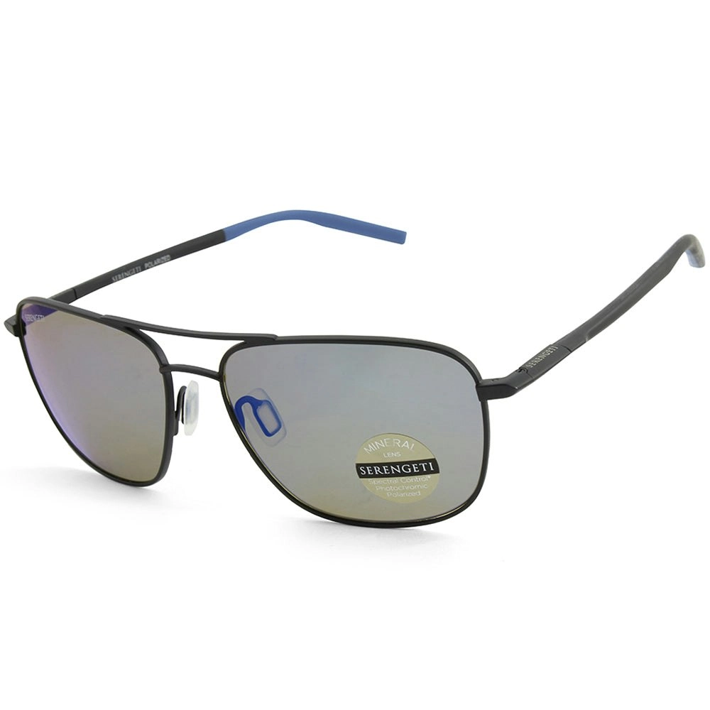 Serengeti Spello Matte Black/555nm Blue Polarised Unisex Sunglasses 8797