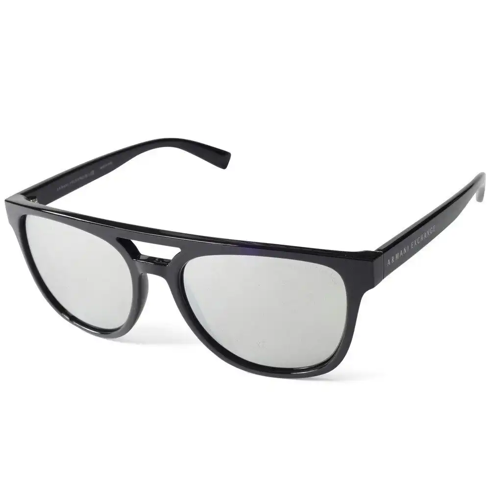 Armani Exchange Polished Black/Silver Mirror Women's Sunglasses AX4032 81586G