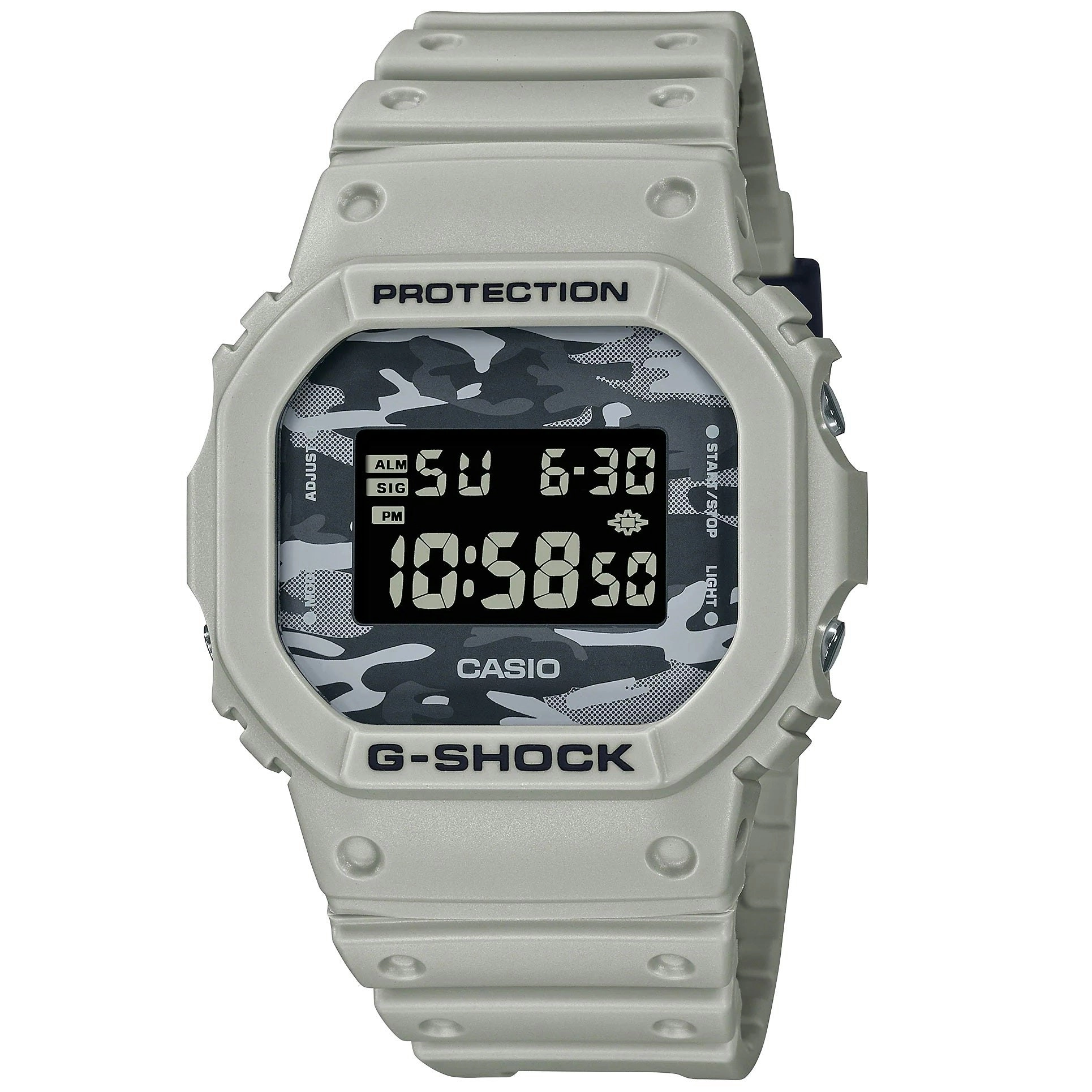 G-Shock Light Grey Camo Reverse LCD Boys/Men's Digital Sports Watch DW-5600CA-8