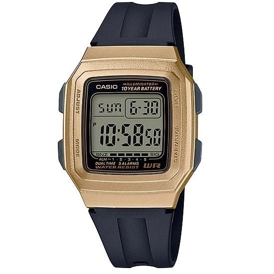 Casio F-201WAM-9 Black and Gold Dual Time Unisex Digital Watch