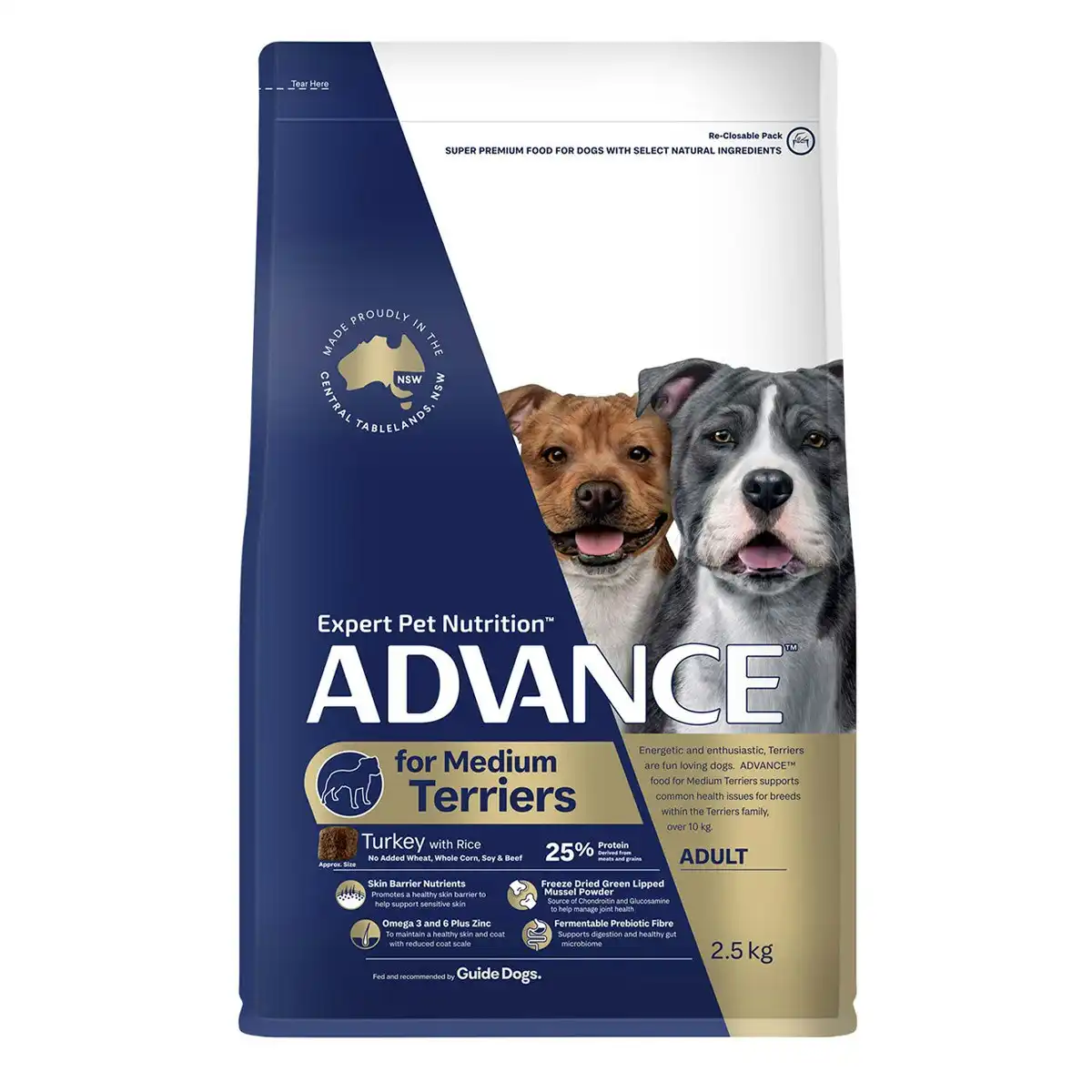ADVANCE Terrier Adult Medium Breed Turkey with Rice Dry Dog Food 2.5 Kg