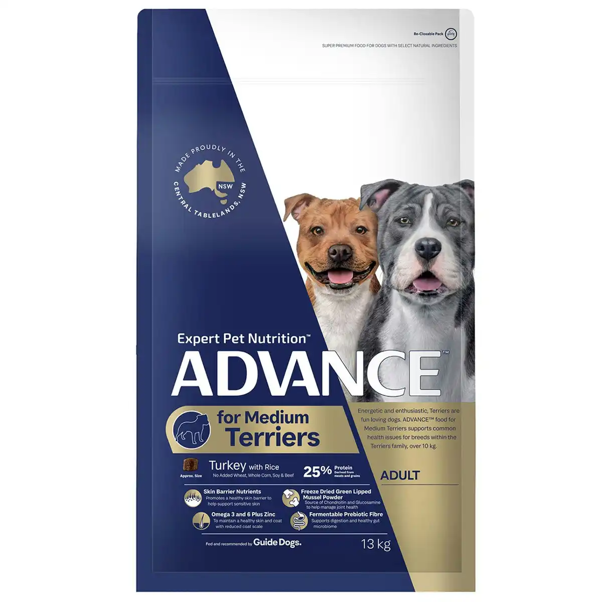 ADVANCE Terrier Adult Medium Breed Turkey with Rice Dry Dog Food 13 Kg