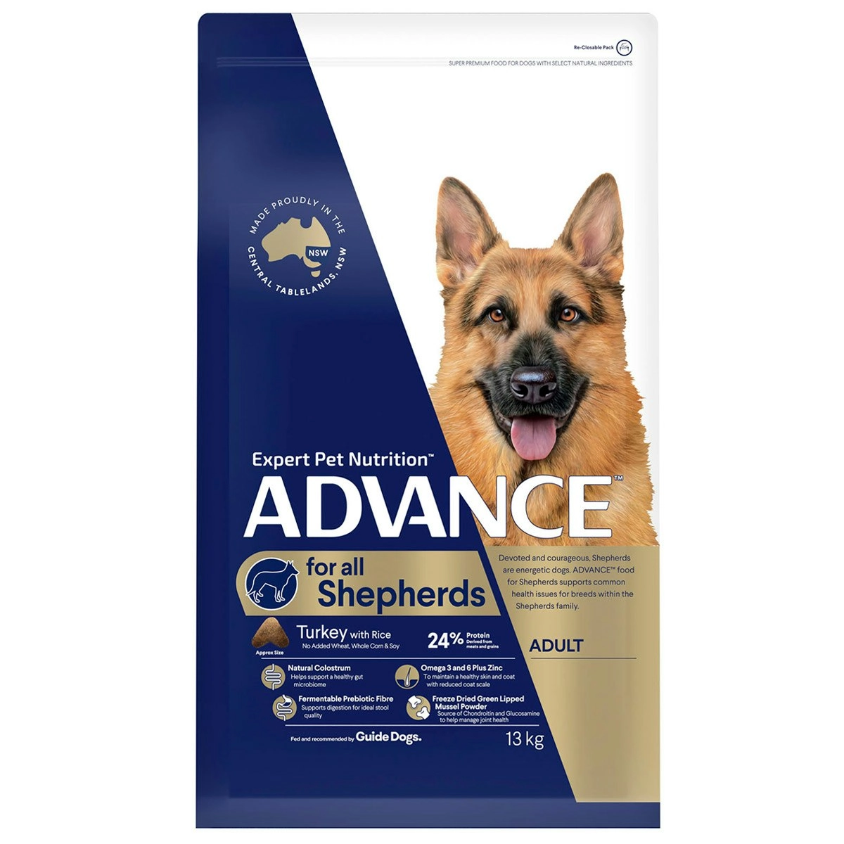 ADVANCE Shepherds Adult Large Breed Turkey with Rice Dry Dog Food 13 Kg