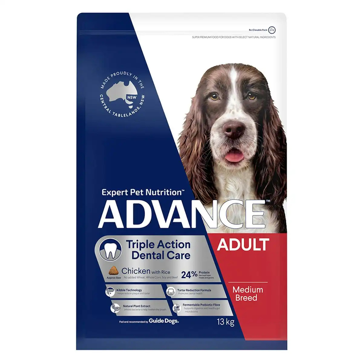 ADVANCE Dental Care Triple Action Adult Medium Breed Chicken with Rice Dry Dog Food 13 Kg