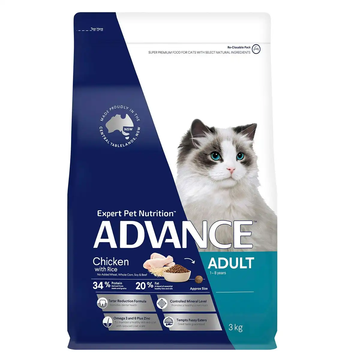 ADVANCE Adult Cat Chicken with Rice Dry Cat Food 3 Kg