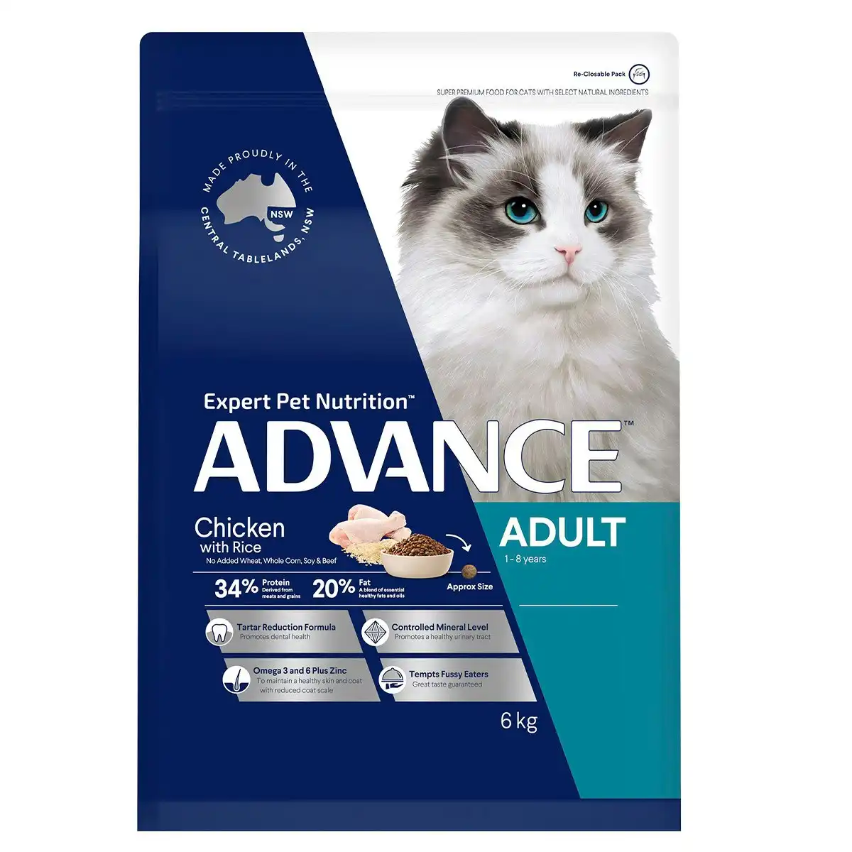 ADVANCE Adult Cat Chicken with Rice Dry Cat Food 6 Kg