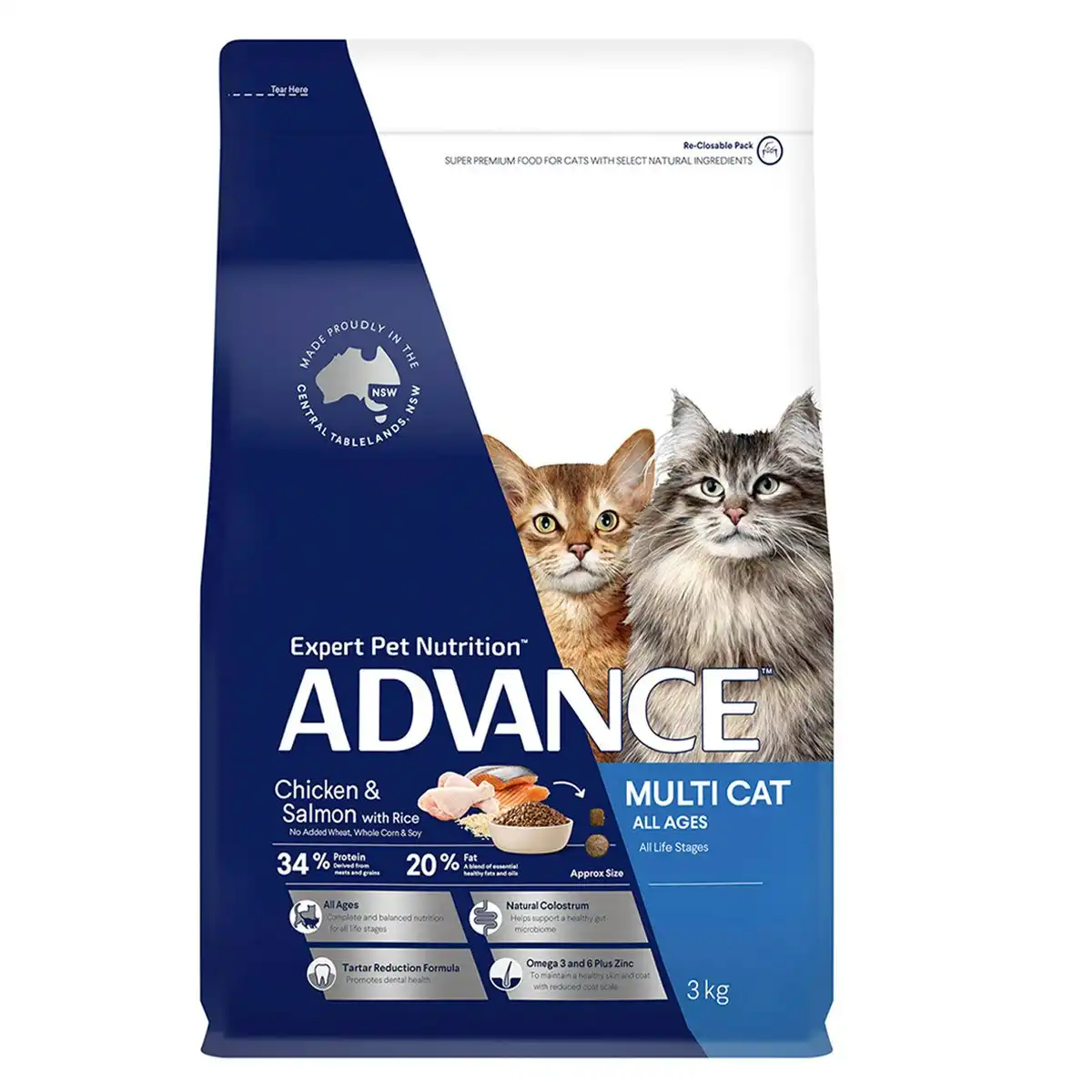 ADVANCE Multi Cat Chicken & Salmon With Rice All Ages Cat Dry Food 3 Kg
