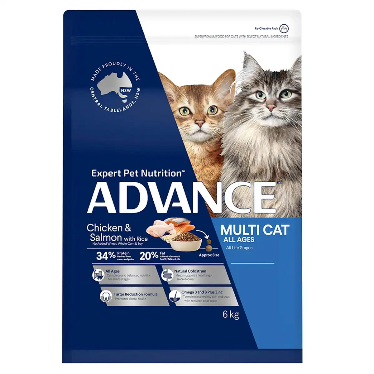 ADVANCE Multi Cat Chicken & Salmon With Rice All Ages Cat Dry Food 6 Kg