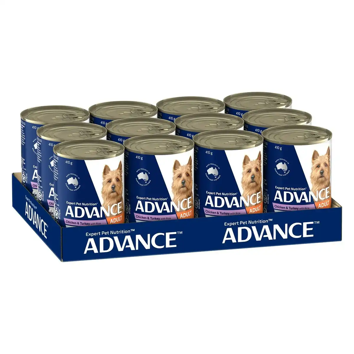 ADVANCE Adult All Breed Chicken and Turkey with Rice Cans Wet Dog Food (410G*12) 1 Pack