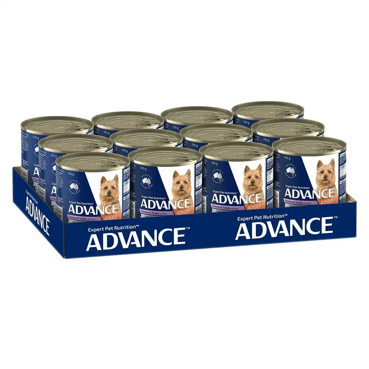 ADVANCE Adult All Breed Chicken and Turkey with Rice Cans Wet Dog Food (700G*12) 1 Pack