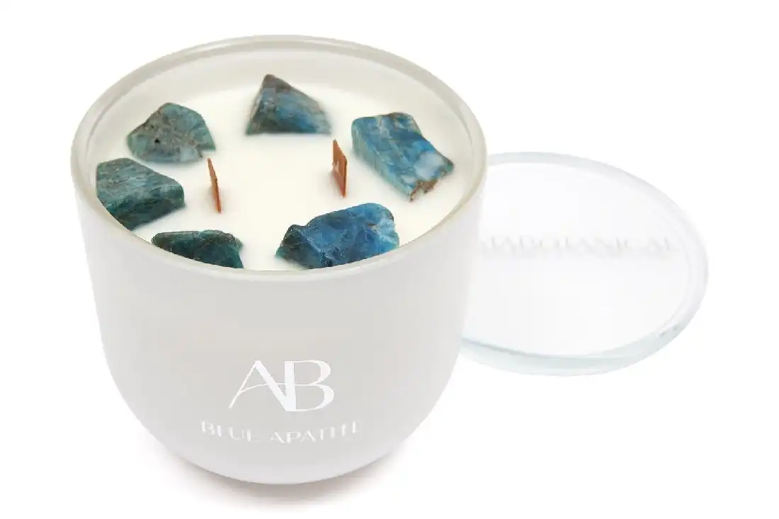 Aromabotanical Crystal Candle 340g - Blue Apatite