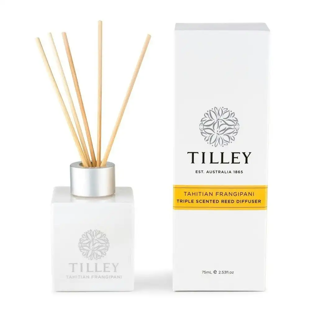 Tilley Classic White - Reed Diffuser 75ml - Tahitian Frangipani