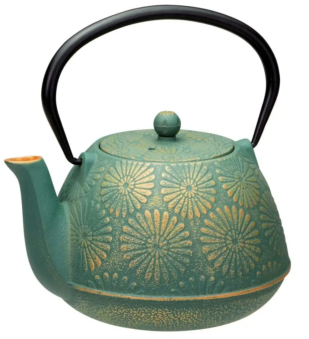 Avanti Daisy Cast Iron Teapot 1.2l Teal/Gold