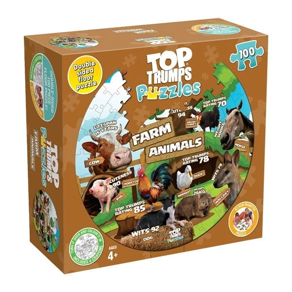 100-Piece Jigsaw Puzzle, Top Trumps Farm Animals