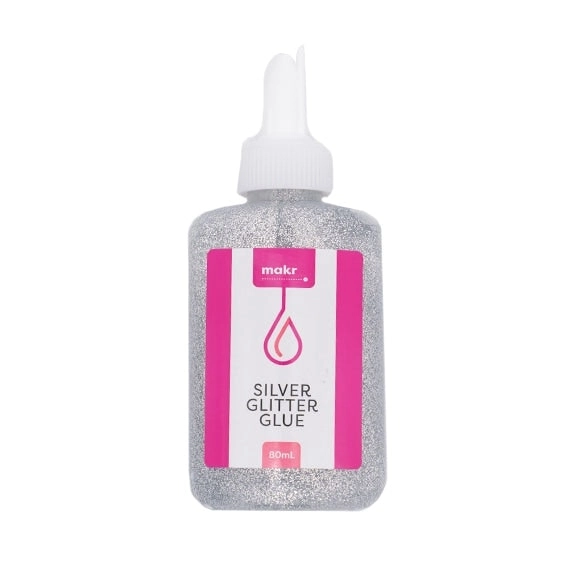 Makr Glitter Glue, Silver- 80ml