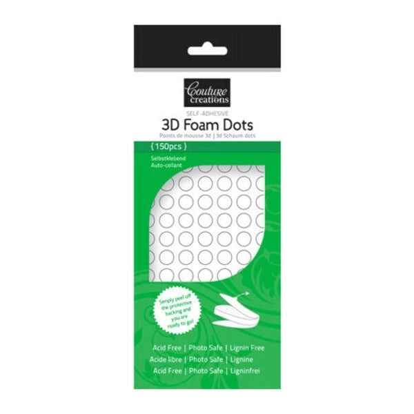 Couture Creations Adhesive 3D Foam, White- Dots (150pcs)