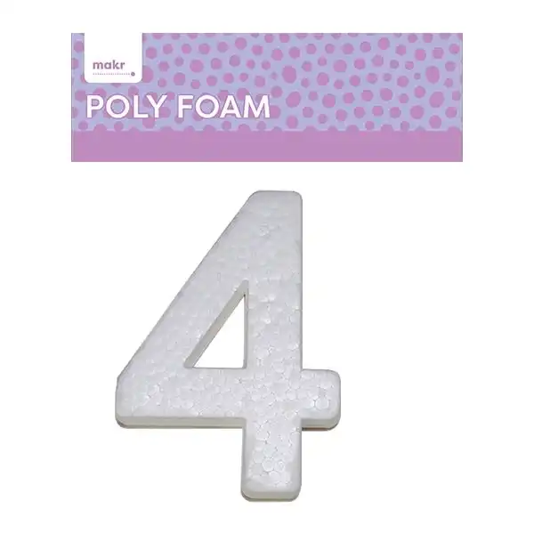 Makr Polyfoam, Large Numeral 4- 15cm White