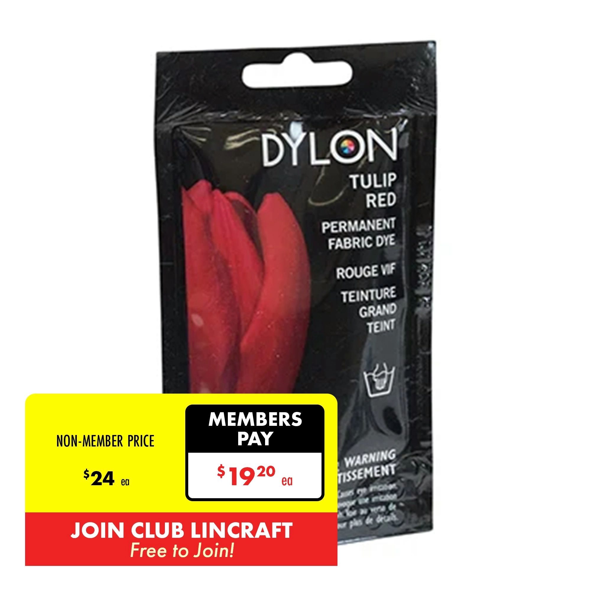 Dylon Hand Fabric Dye, Tulip Red- 50g