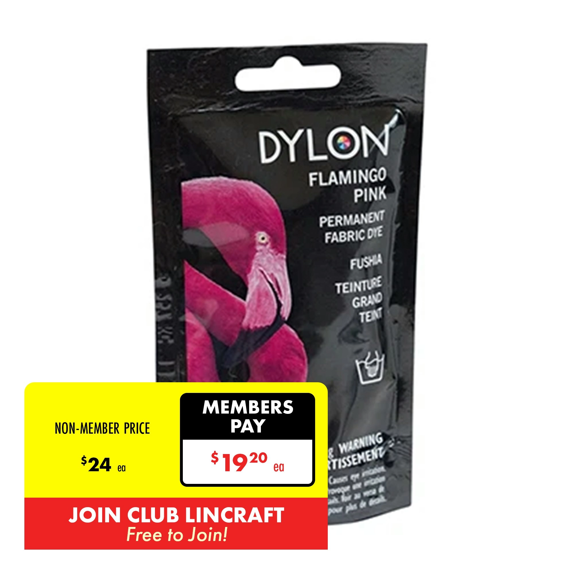 Dylon Hand Fabric Dye, Flamingo Pink- 50g