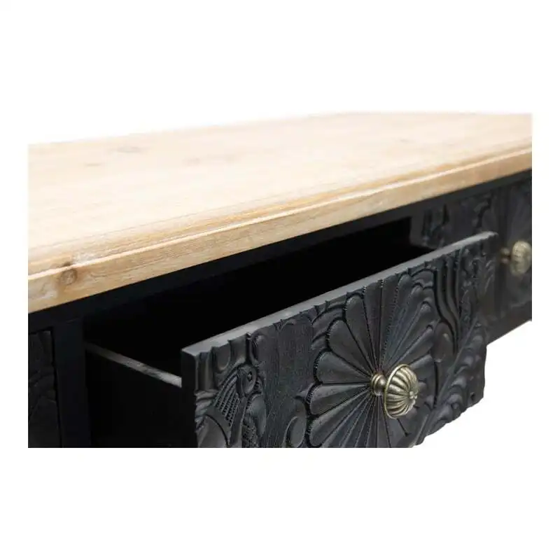 Willow & Silk Wooden 120x81cm Palais Ornate 3-Drawer Console Table