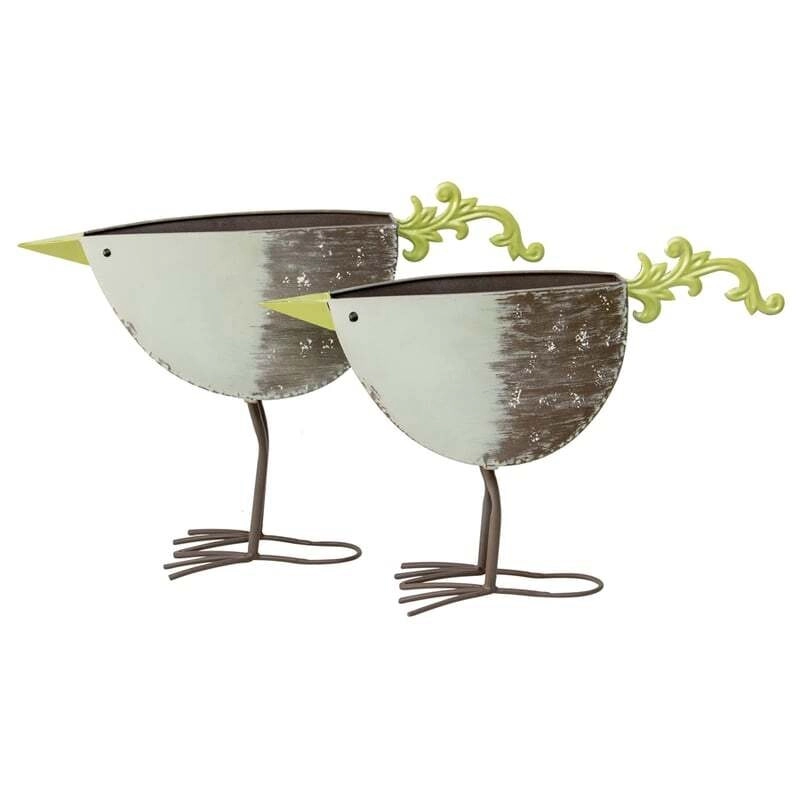 Willow & Silk 49.5cm/45cm Set of 2 Birds Garden Pot/Planters