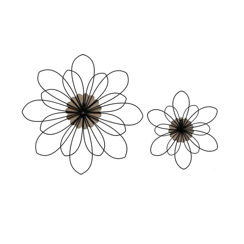 Metal MDF Decorative Flower Wall Art Set/2