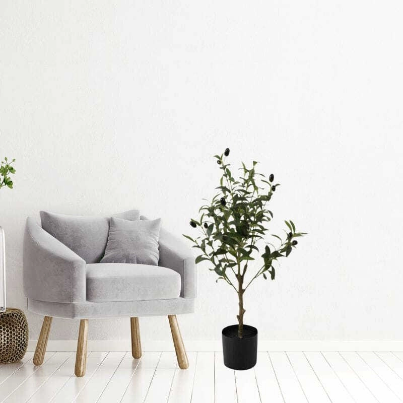 Willow & Silk Artificial 65cm Green Olive Tree/Plant in Pot