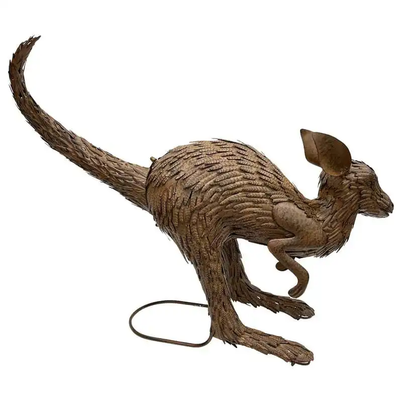 Willow & Silk Metal 76cm Rustic Hopping Kangaroo Figurine