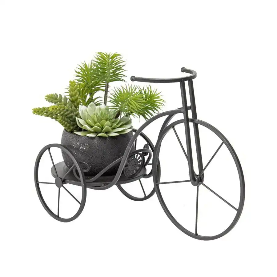 Willow & Silk Metal 53cm Black Garden Tricycle Pot/Planter/Decor
