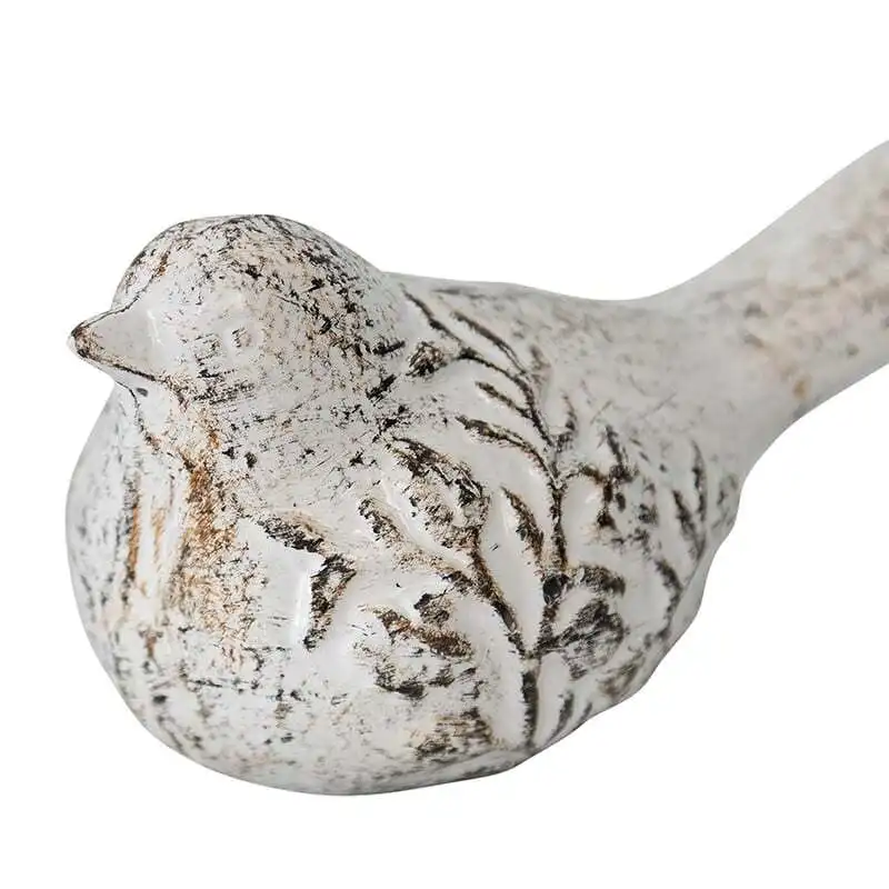 Willow & Silk Cast Iron 15cm Resting Bird White Embossed Paperweight