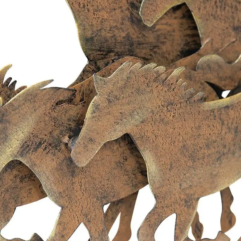 Willow & Silk Laser-Cut 56cm Rustic Metal 3D Horses Wall Art