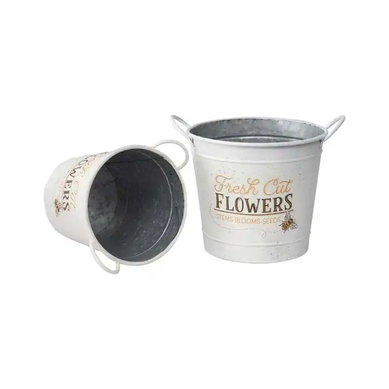 Willow & Silk Nested 32cm/27cm Set of 2 Bucket Pot/Planters w/Handles