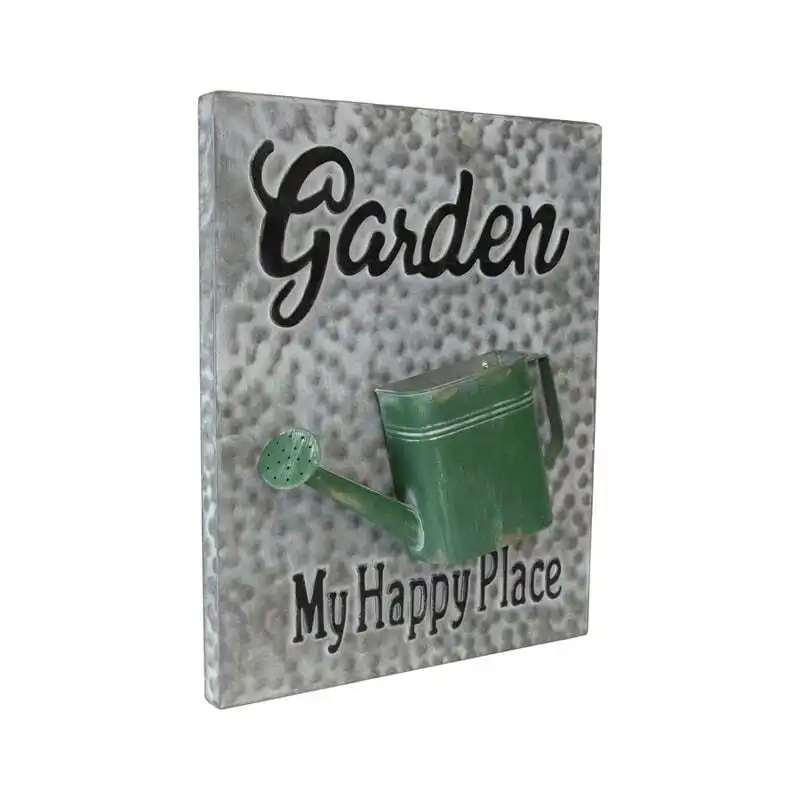Willow & Silk Plaque Sign 48cm 'My Happy Place - Garden' Wall Art