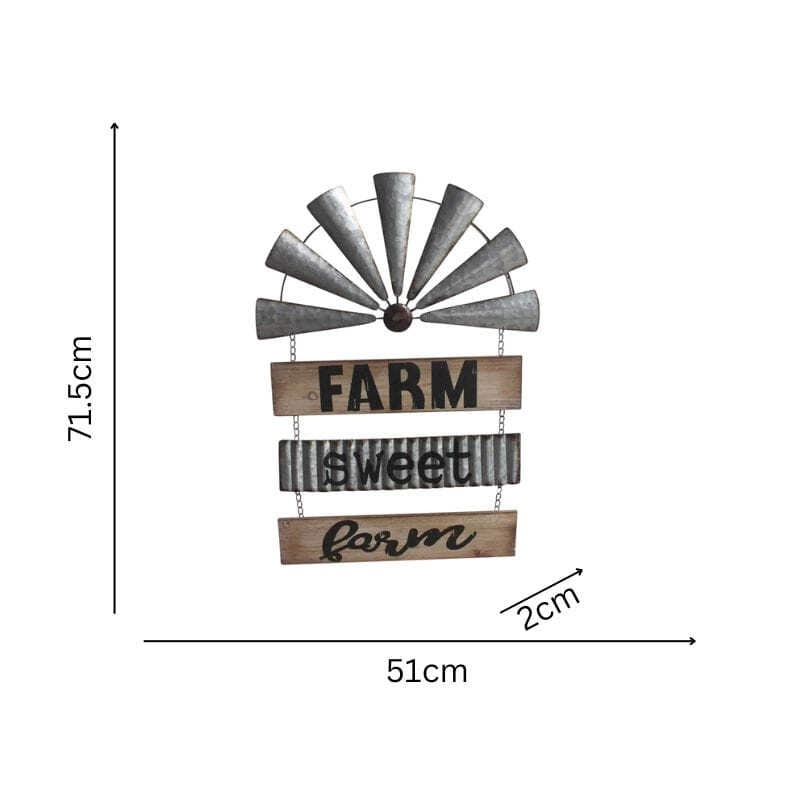 Willow & Silk 71.5cm Arch Windmill 'Farm Sweet Farm' Sign/Wall Art