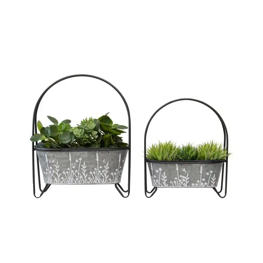 Arched Wildflower Planters w/Handles Set of 2