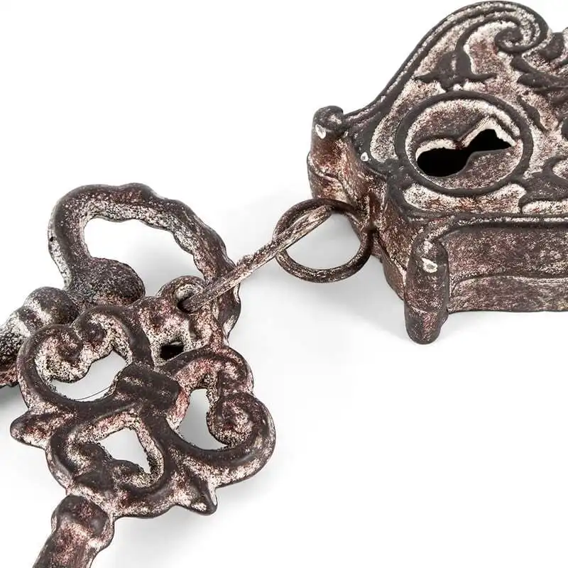 Willow & Silk Vintage Metal 13cm Skeleton Lock and Keys Ornament