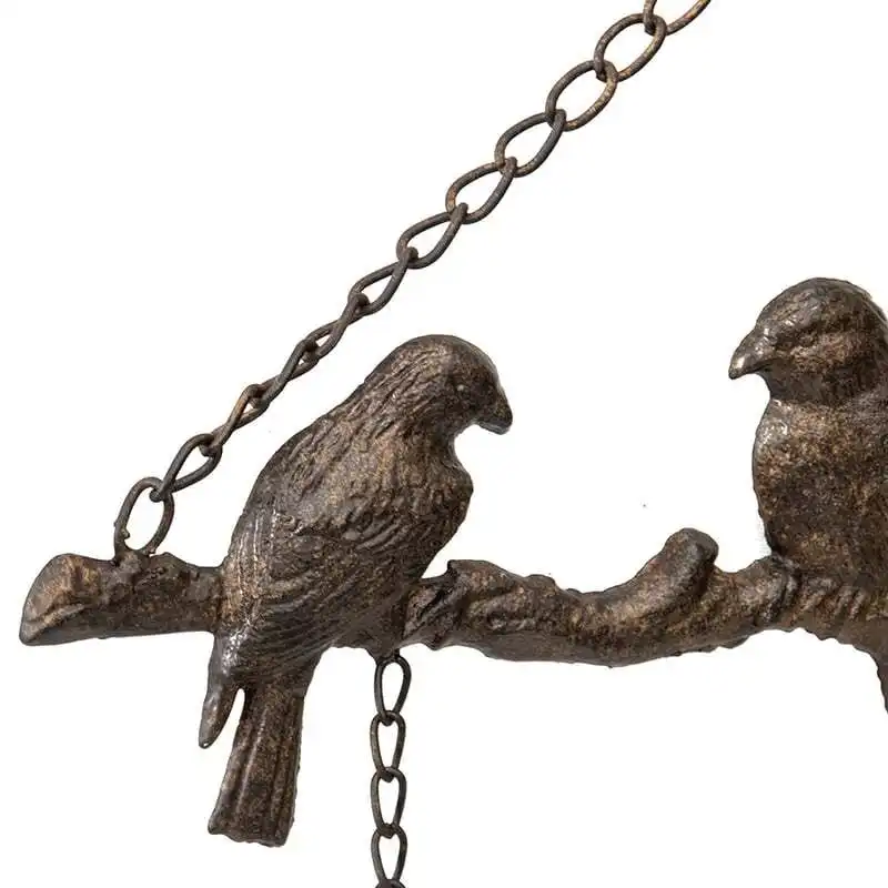 Willow & Silk Hanging 48cm Metal Lovebirds on Branch Home/Garden Bell Chime