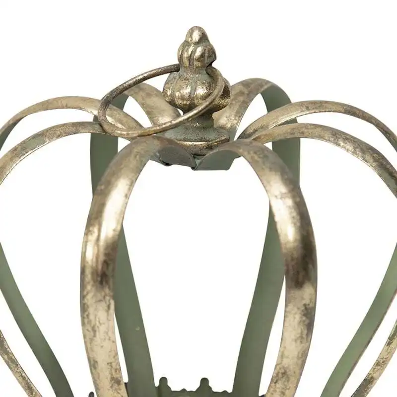Willow & Silk Vintage Metal 24cm Golden Ornate Crown Pillar Candle Holder