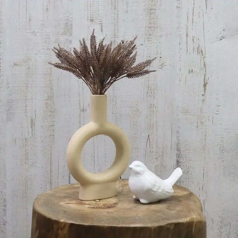 Willow & Silk Artificial 35cm Blush Barley Plant in Ceramic Vase/Pot