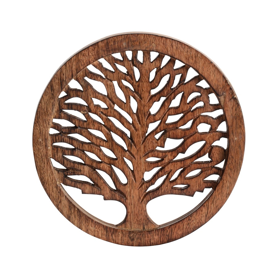 Willow & Silk Handmade Wooden 20cm Tree-of-Life Tea/Coffee Table Trivet