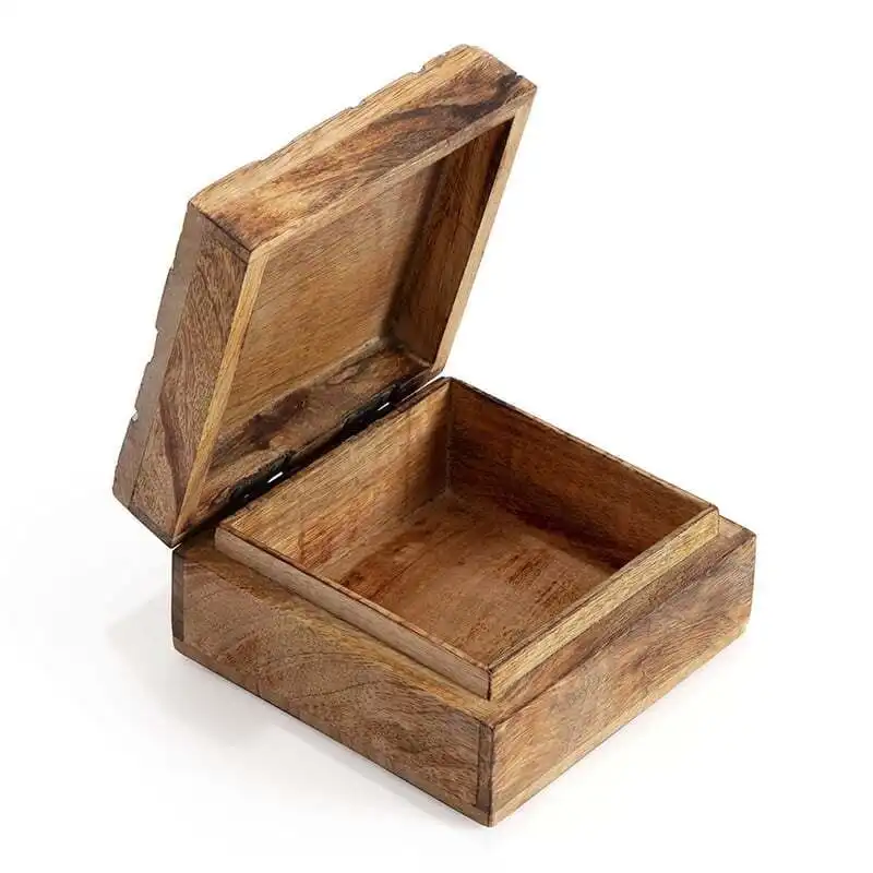 Willow & Silk Handmade 15cm Wooden Carved Trinket/Jewellery Storage Box
