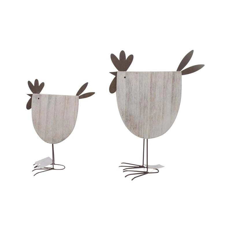 Willow & Silk Set of 2 Standing Chook Ornaments Rust 22.5cm/17.5cm